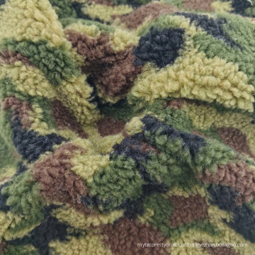 Poliéster Camouflage Micro espessura Teddy Bear Sherpa Fabric